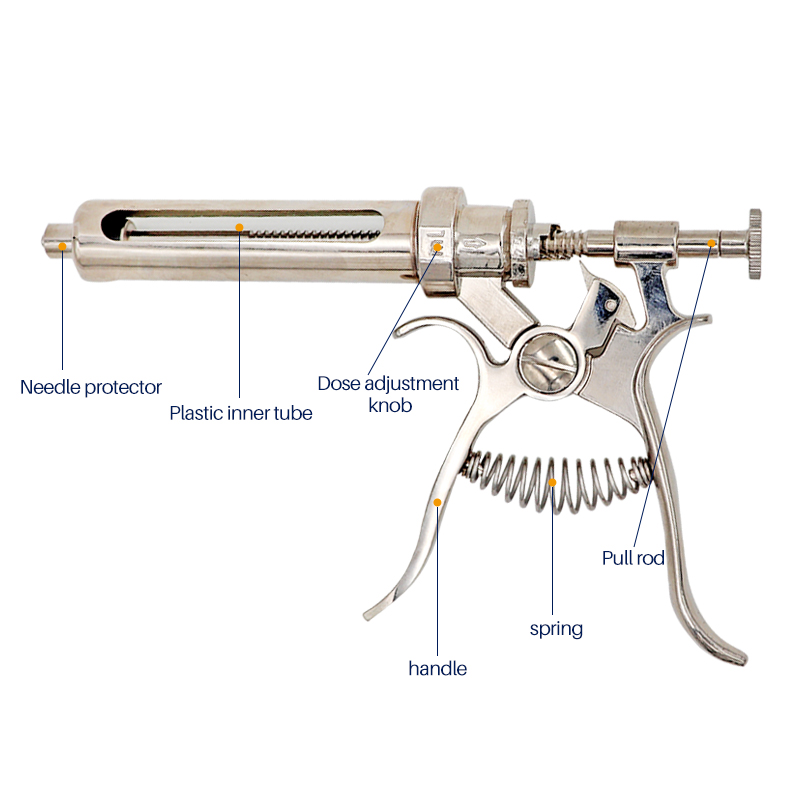 Veterinary Syringe Gun - ปืนฉีดรีโวลเวอร์แบบต่อเนื่องทำจากสเตนเลสสตีลปืนฉีดอัตโนมัติ10/20/30/50มล. เข็มฉีดยาสัตว์ในสัตวแพทย์