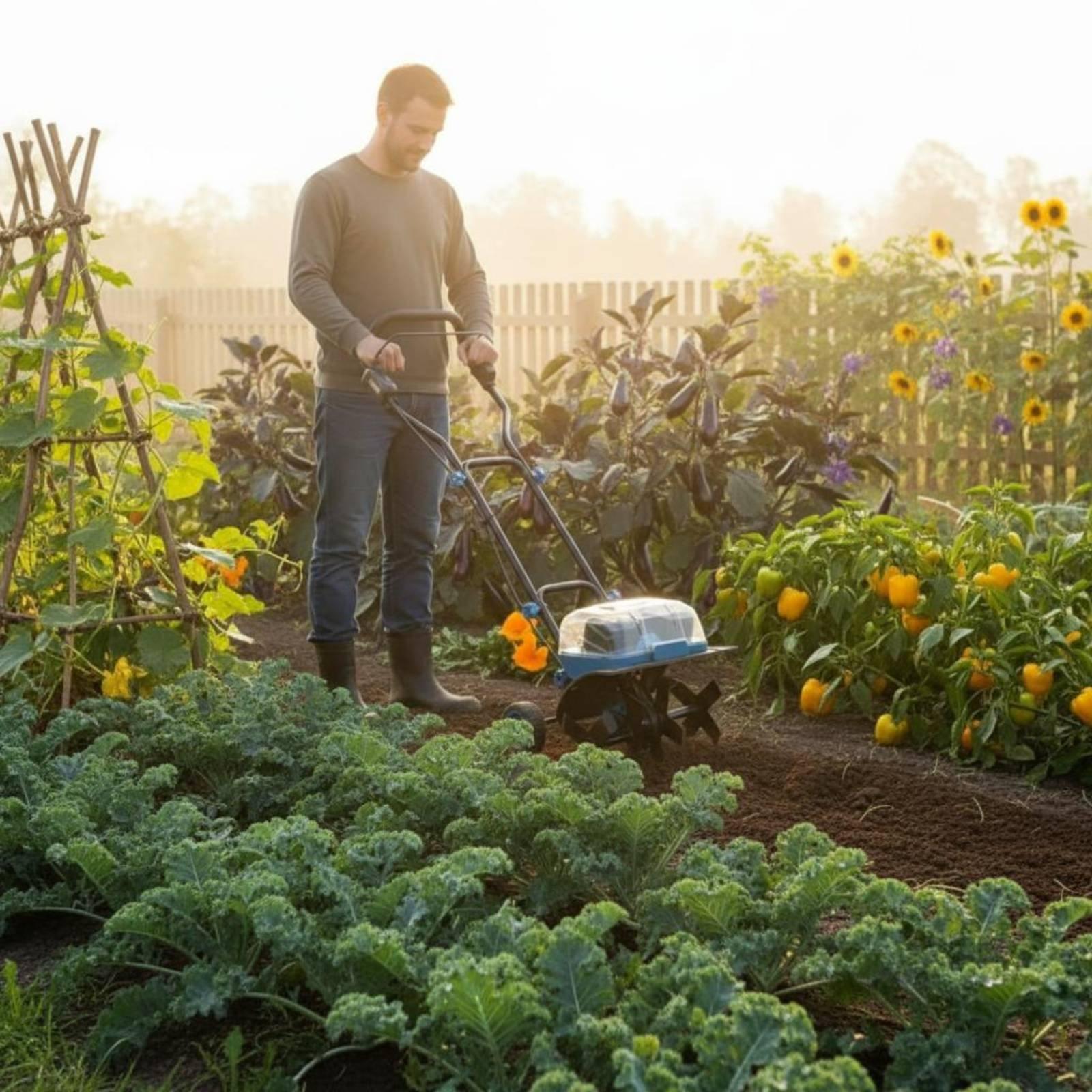 Farming Farmer - เครื่องพรวนดินแบบเดินตาม 40V แบบมัลติฟังก์ชัน ไร้สายคู่ สำหรับเกษตรกร นักทำสวน