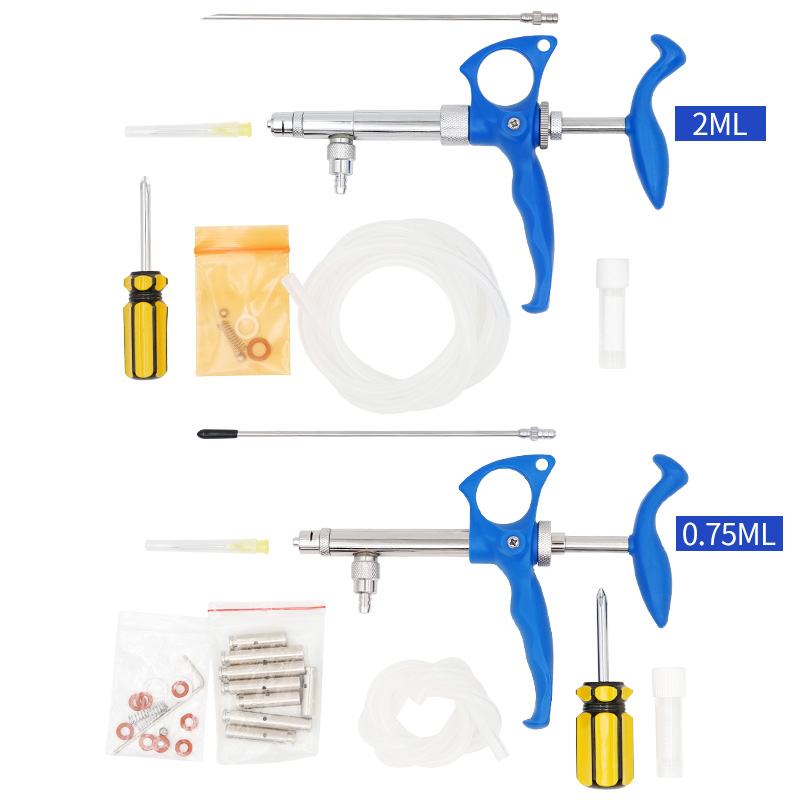 Veterinary Syringe Gun - 0.75Ml/2Ml Veterinary ต่อเนื่องวัคซีนเข็มฉีดยาปรับเชิงปริมาณโลหะต่อเนื่องเข็มฉีดยาปศุสัตว์ Veterinary เครื่องมือ