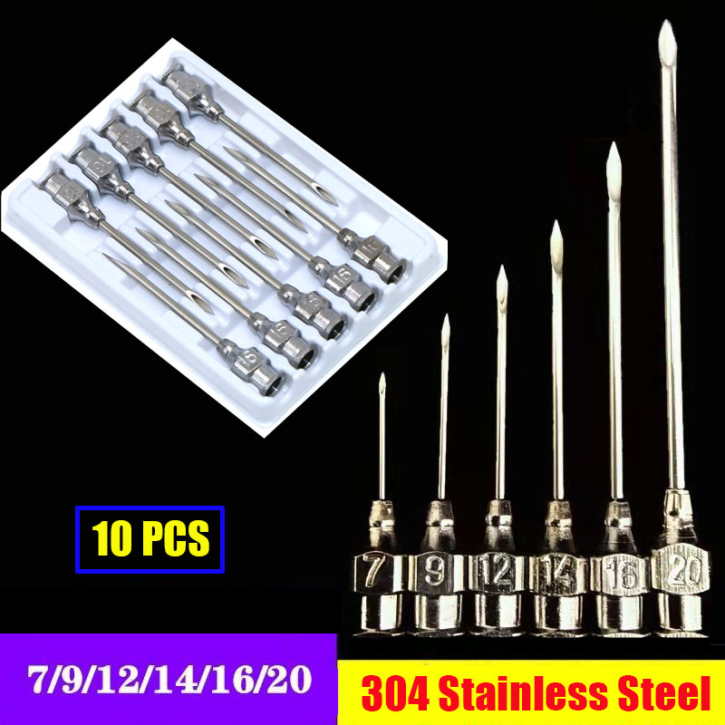 Veterinary Syringe Gun - 10Pcs สแตนเลสสตีลสัตวแพทย์เข็มฉีดยาฉีดวัคซีนเครื่องมือสัตวแพทย์หมูวัวแกะนกวัวฟาร์มสัตว์อุปกรณ์